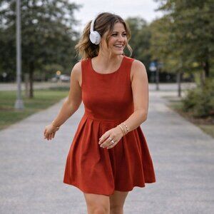 Forever 21 , Size Small,Orange/Rust, Skater Dress, Fit And Flare, Back Zipper